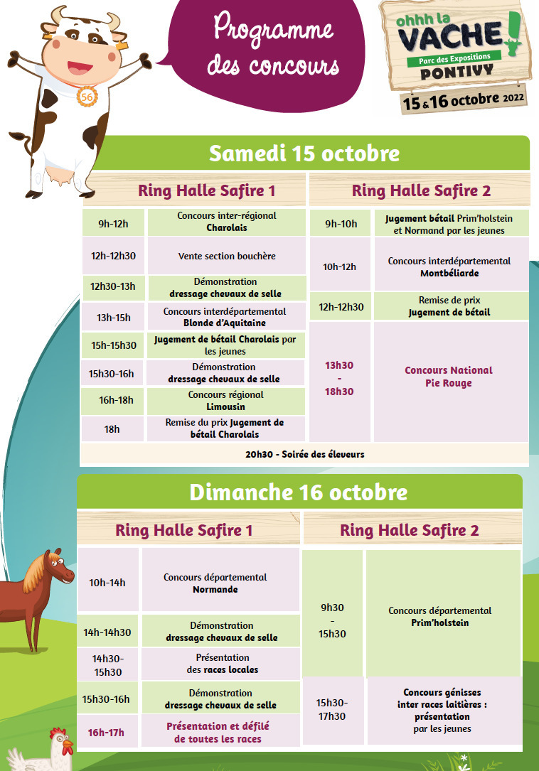 Programme concours ohhh la vache 2022